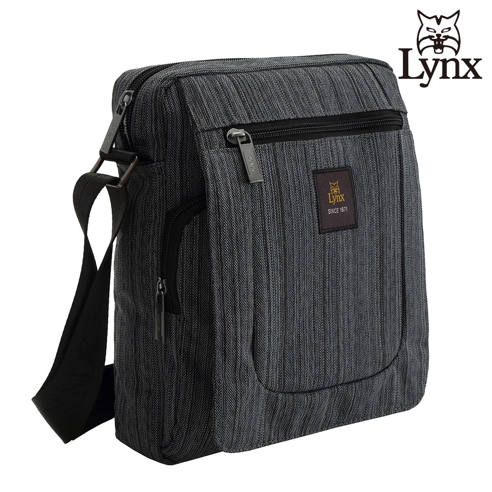 【LYNX】美國山貓旅行休閒多隔層機能小直式側背包布包(深灰色) LY39-2N71-91