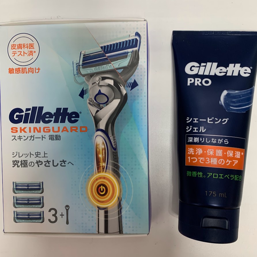 日限定款 Gillette 吉列 敏感肌用 電動刮鬍刀主機含3個刀片+Gillette PRO 刮鬍凝膠175ml 1組