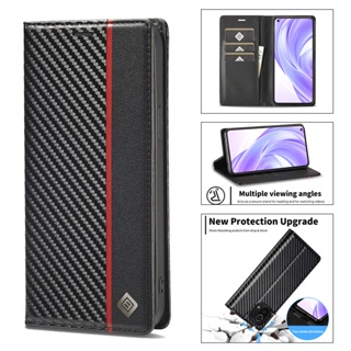 小米手機殼12T 11T POCO X3 NFC X4紅米Note 11S 11 Pro Lite商務紅色線條皮套