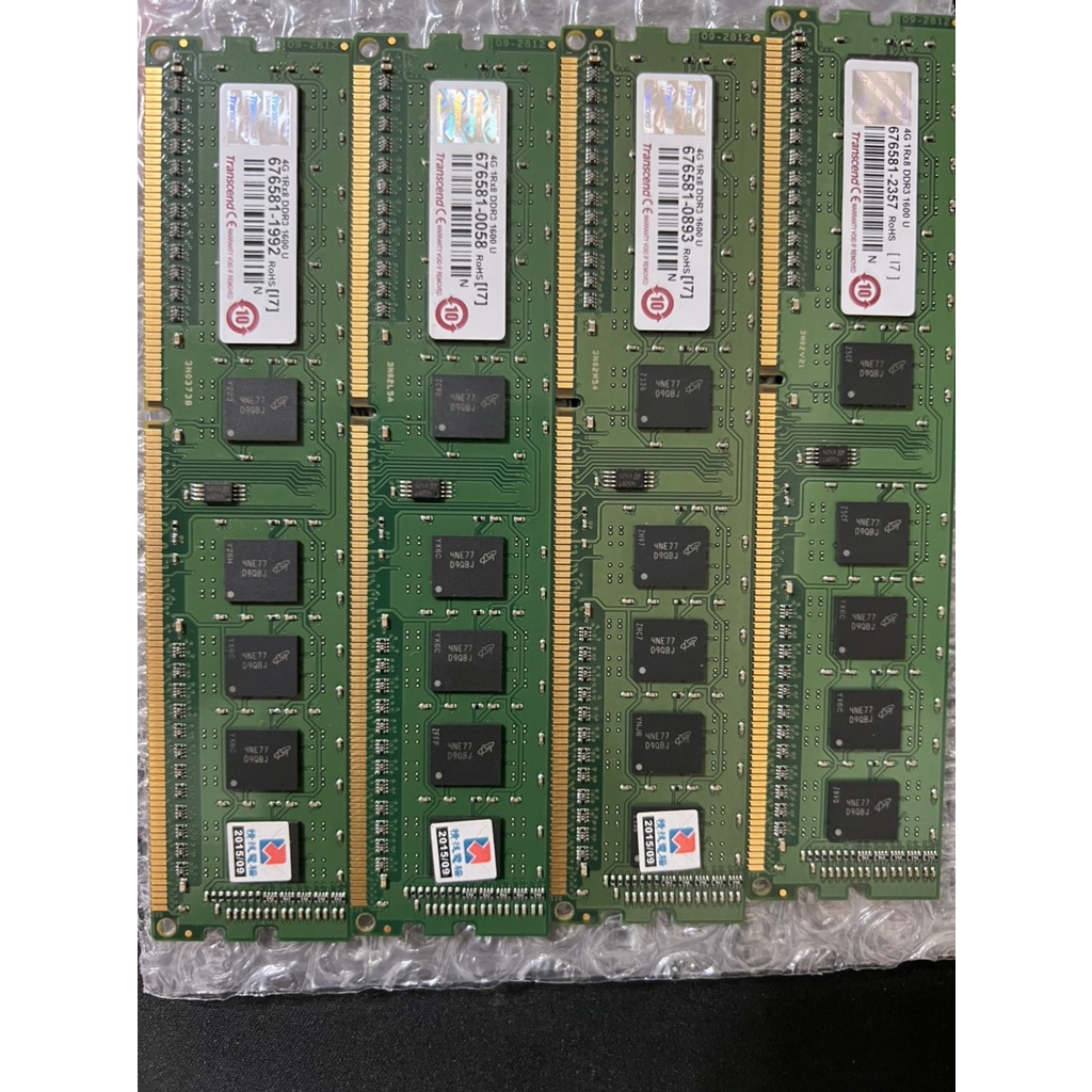 創見 桌上型記憶體 DDR3-1600 4G單面一次4條