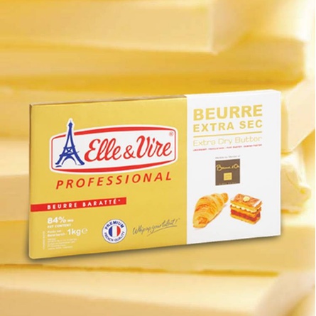 [樸樂烘焙材料] 法國 Elle&amp;Vire 愛樂薇 片狀發酵無鹽奶油片84%(冬乳製) 1公斤原裝