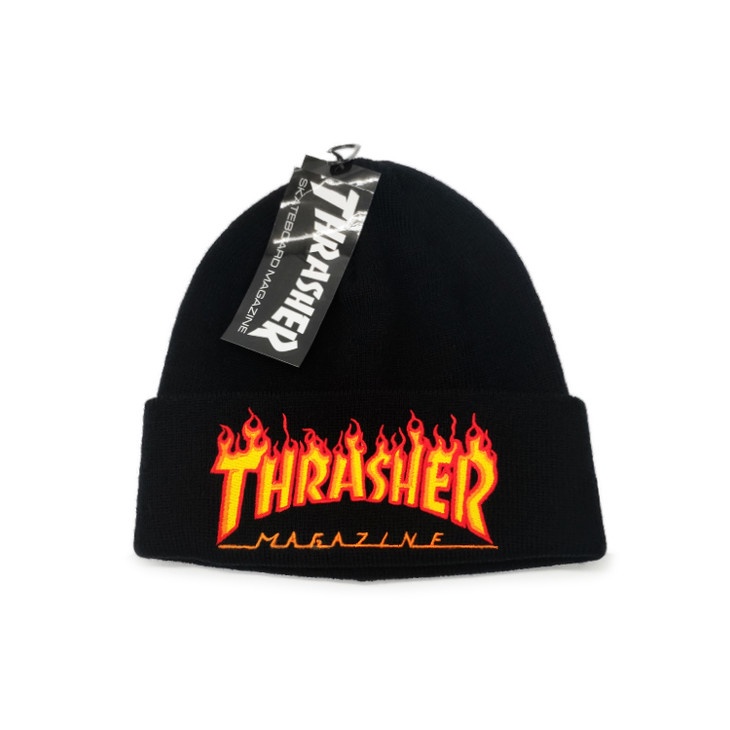 日本 THRASHER 火焰立體刺繡針織帽 街頭 男女 冷帽 毛帽 保暖帽