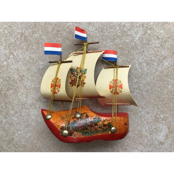 荷蘭 帆船 模型 木鞋西洋船 工藝品 木屐 經典款 古董收藏 手彩繪 紀念品
