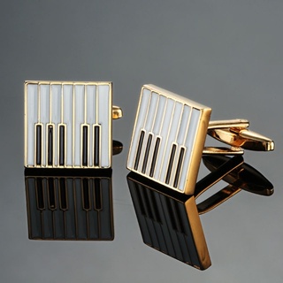 台灣現貨 音樂系列樂器音符袖扣 男士法式襯衫袖口扣 金色鋼琴鍵盤 附贈袖扣盒