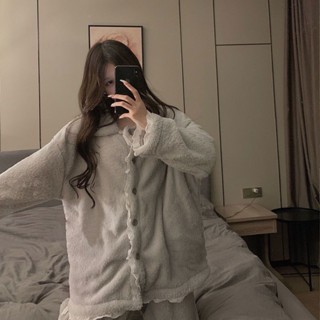 【秋冬季睡衣】 加厚睡衣 女套裝 卡通浴衣浴袍 加絨加厚長款睡衣 可外穿甜美可愛居家服 冬天睡衣 新款休閒家居服 睡袍！