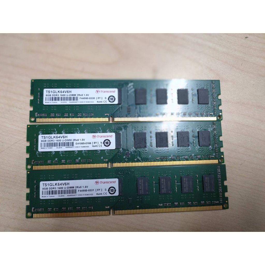 元氣本舖 二手創見TS1GLK64V6H 8G DDR3 1600-DIMM 2R*8 1.5V 桌機雙面記憶體