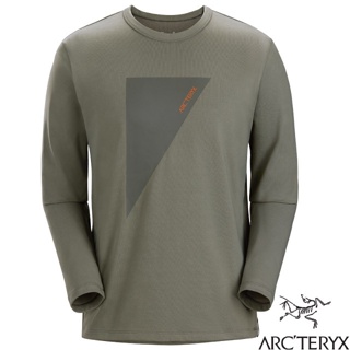 【ARCTERYX 始祖鳥】男 Captive LOGO 輕量透氣快乾有機棉長袖圓領衫.排汗衣_糧草綠_30224