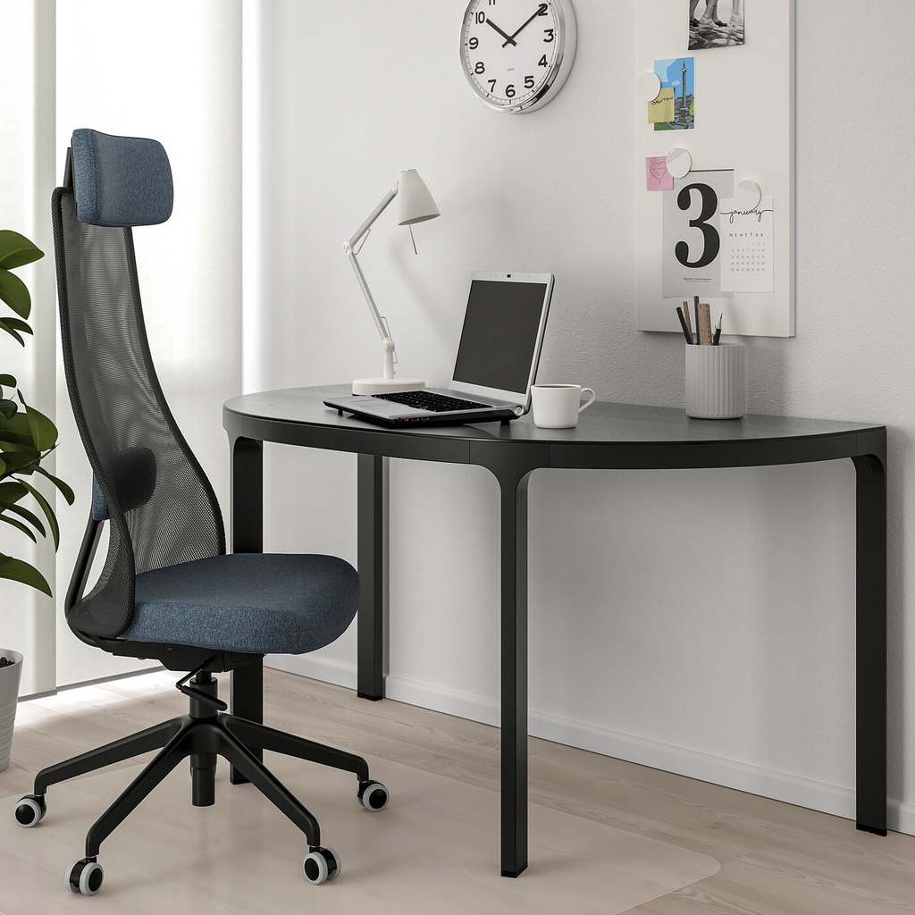 絕版品/北歐風格IKEA宜家BEKANT半圓會議桌電腦桌工作桌辦公桌/黑色/140x70x73/二手八成新/特$4500