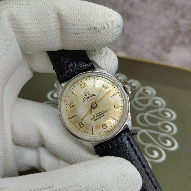 老古董錶 Sandoz 山度士 手上鍊機械錶 老錶 原廠龍頭 走時正常