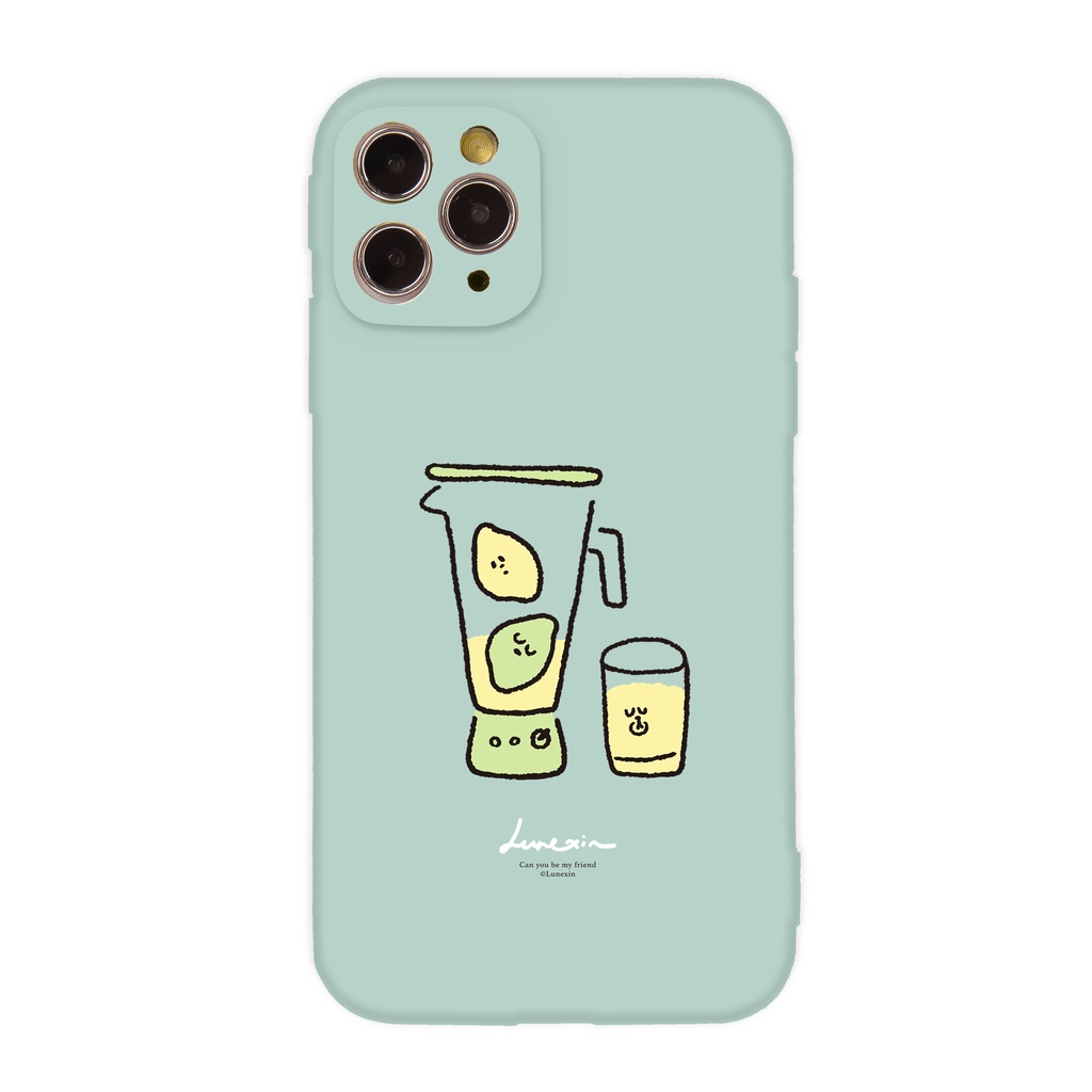 【TOYSELECT】Lunexin無耳貓全包iPhone手機殼-被榨的檸檬汁 (淡青色)