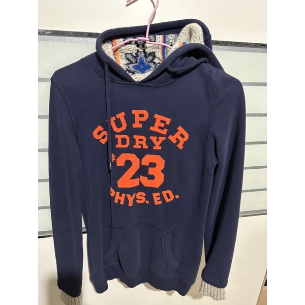 Superdry 極度乾燥 女生 深藍色橘字連帽外套 帽子內裡有設計圖案 S號 9成新 給doromi0110下單用