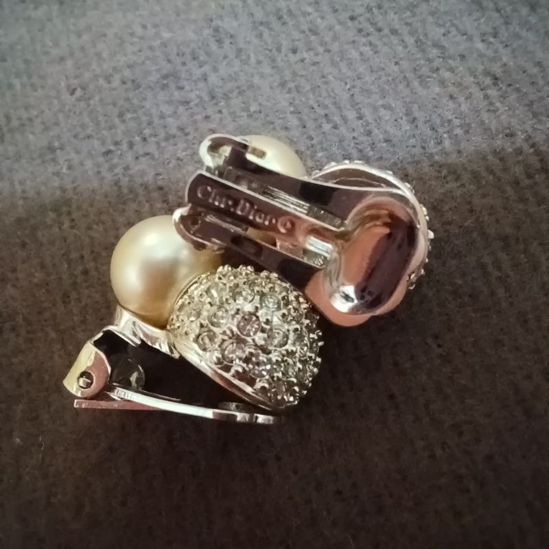 Dior 迪奧珍珠耳環  夾式耳環