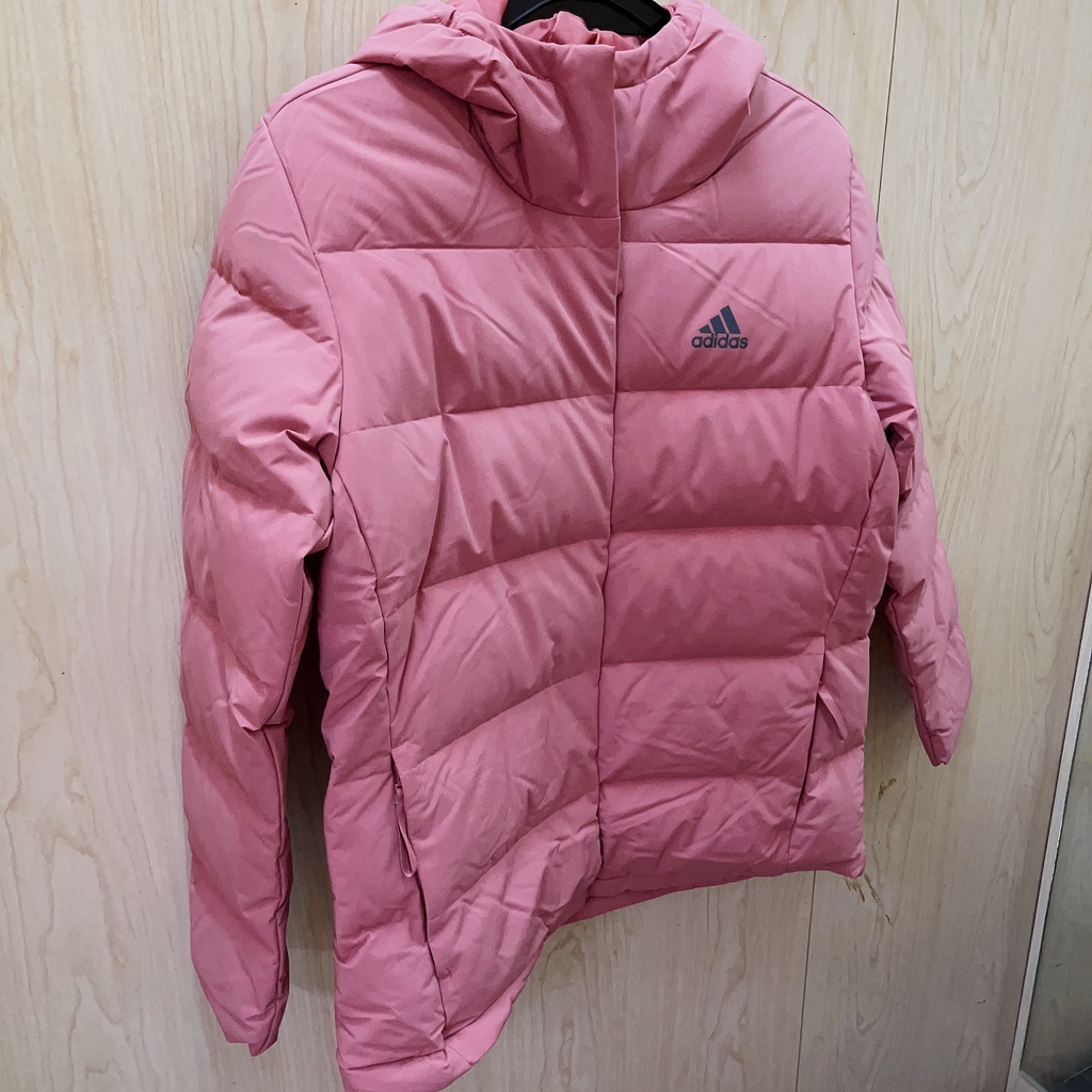 有間店🔹adidas 羽絨外套 連帽外套 澎澎感 超可愛 保暖 女  乾燥玫瑰粉 HG8745