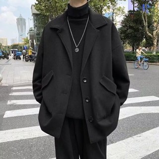 毛呢大衣 日系 中長款外套 原宿風 夾克 韓版 中長款西裝 超高質量CP值 素色保暖大衣（YQM07）【壹號站】