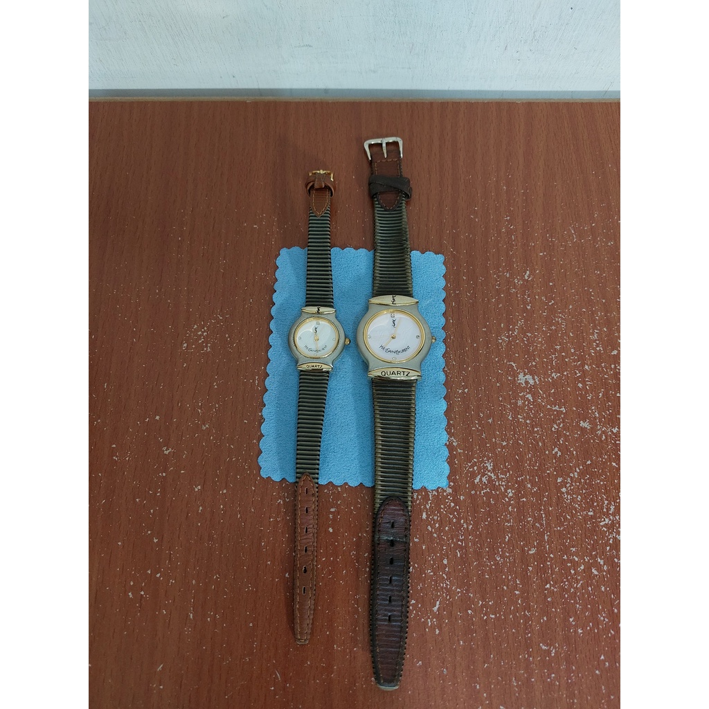 法國 Yves Saint Laurent 聖羅蘭 YSL 鑽石 古著 對錶 腕錶 手錶 古董錶 2隻