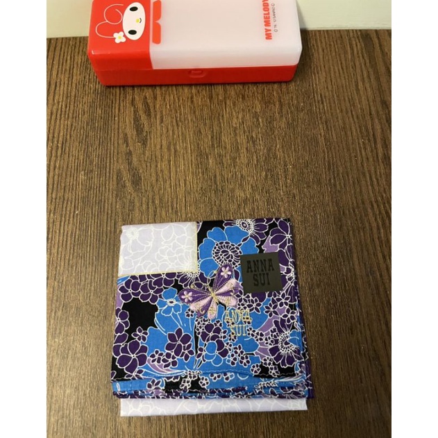 【Fashion Guide】美國 Anna Sui 和風刺繡蝴蝶 大手帕/領巾/絲巾