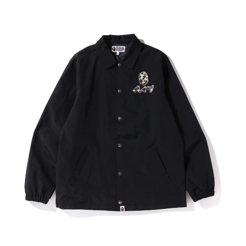 【𝗜𝗡𝗦𝗜𝗚𝗛𝗧_𝟵𝟰】Bape Coach Jacket 黑色黃迷彩LOGO 教練外套