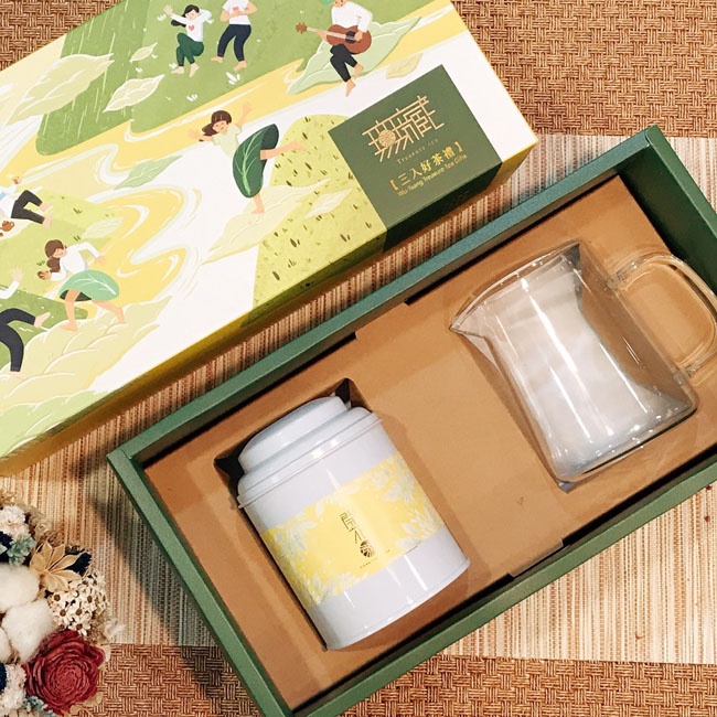 無藏 公益禮盒 開花茶10顆綜合花型X1鐵罐裝+耐熱玻璃茶壺禮盒組