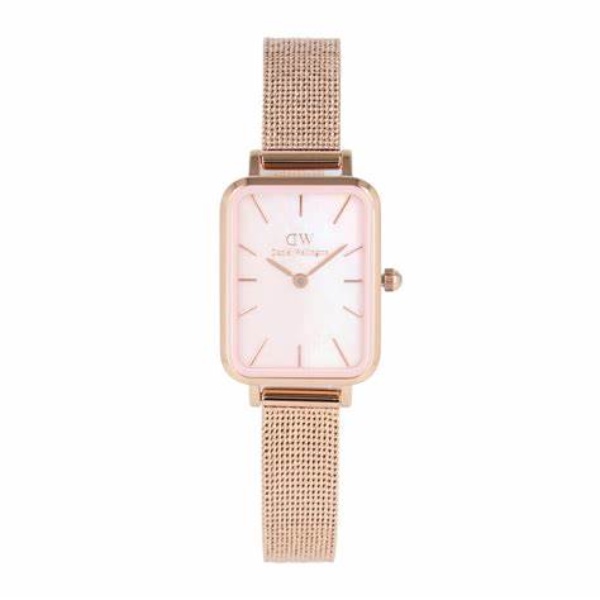 DW錶 QUADRO PRESSED MELROSE系列 方形粉色珍珠貝米蘭錶帶女錶