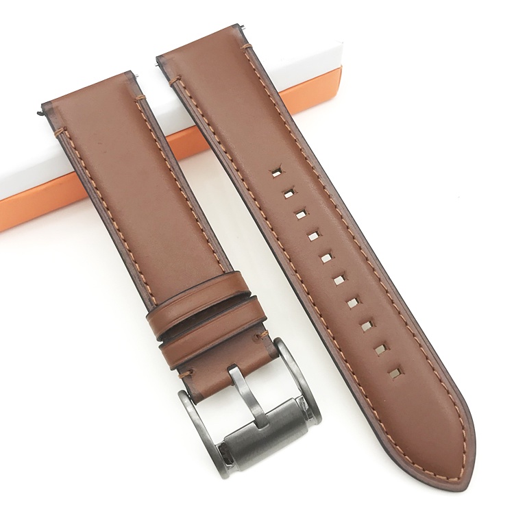 特價FOSSIL錶帶真皮頭層牛皮24MM棕色錶帶適配ME3138男表手錶配件
