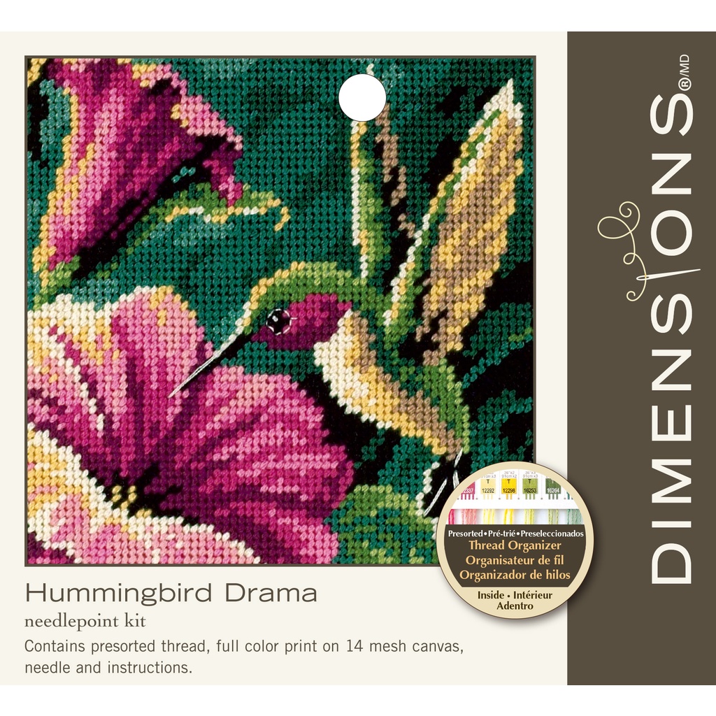 【Dimensions】蜂鳥劇-十字繡材料包 | 網布繡 小幅繡畫 花鳥 正版授權 | 繡XiuCrafts
