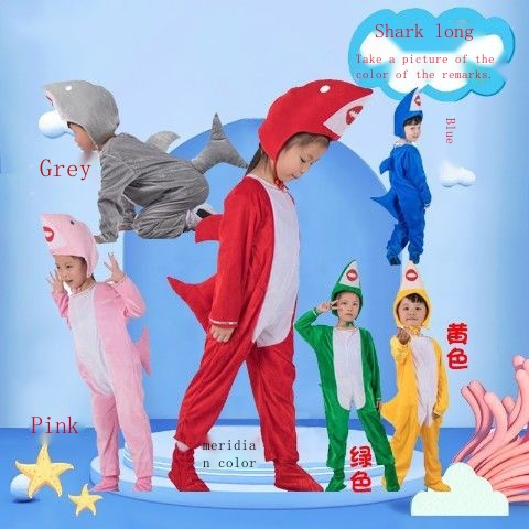 兒童海洋動物表演服裝鯊魚烏龜小丑魚蝠鱝章魚服裝