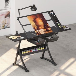 美術繪圖桌戶外畫畫多功能可升降書畫繪畫畫圖畫案美術製圖設計師書桌工作台帶燈桌子