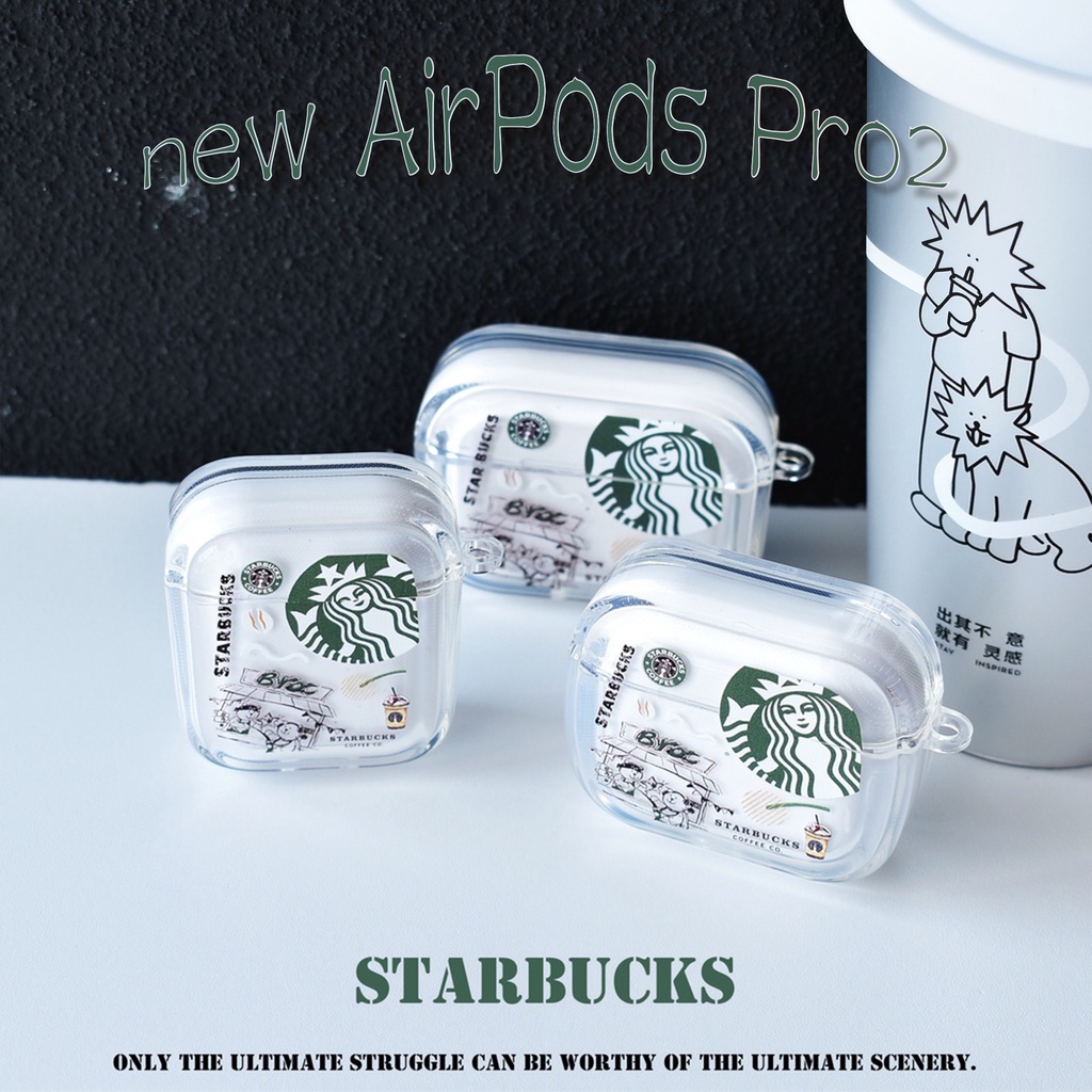 星巴克氣墊耳機保護殼 適用於新款AirPods Pro2代保護套 兼容 AirPods 1代2代 Pro 耳機保護殼