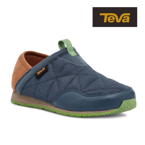 【TEVA】中/大童 ReEmber 兩穿式防潑水菠蘿麵包鞋/休閒鞋/懶人鞋/童鞋(藍灰色)