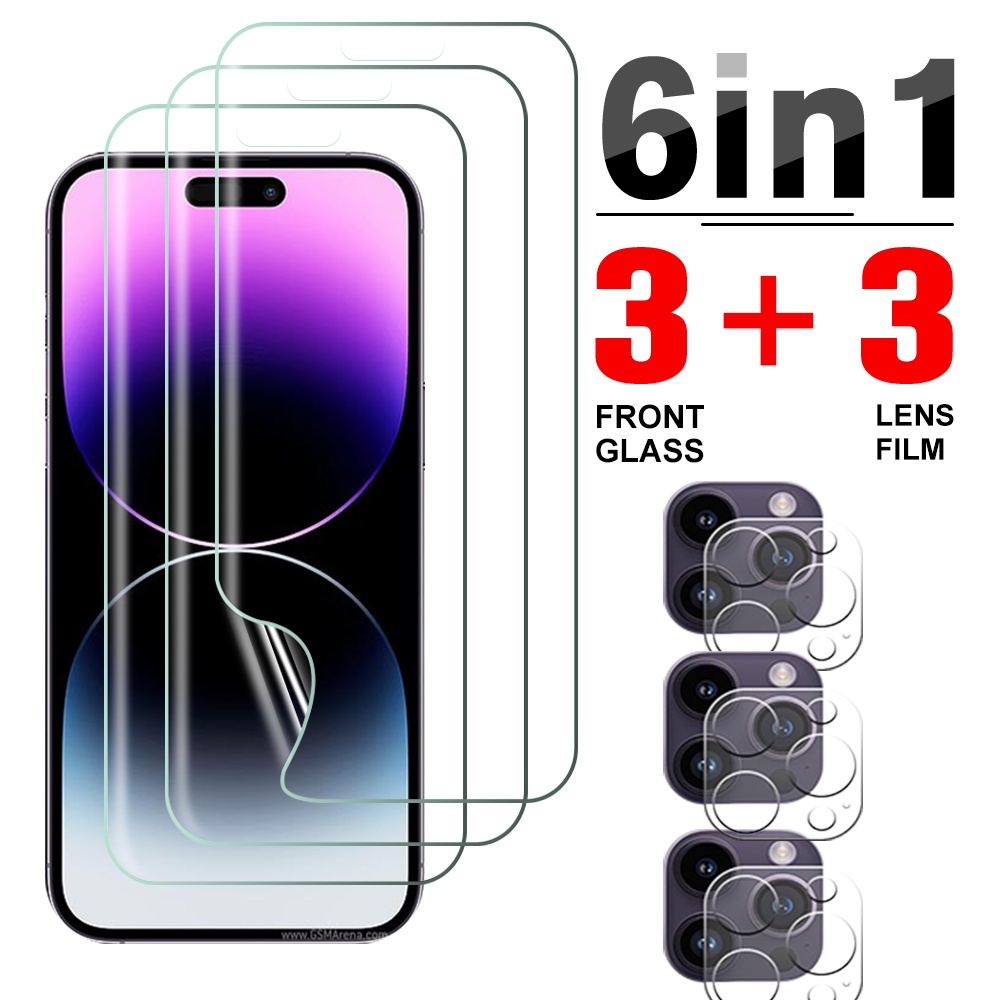 6 合 1 高清水凝膠膜盒 iphone14 plus 14promax 屏幕保護膜適用於蘋果 iphone 14 pr