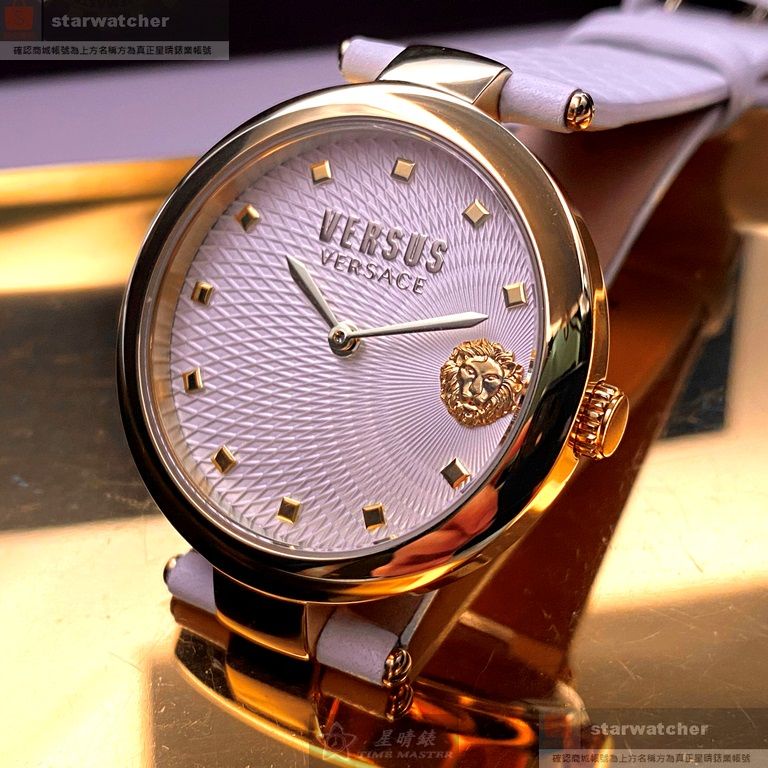 VERSUS VERSACE手錶,編號VV00320,36mm金色錶殼,白錶帶款