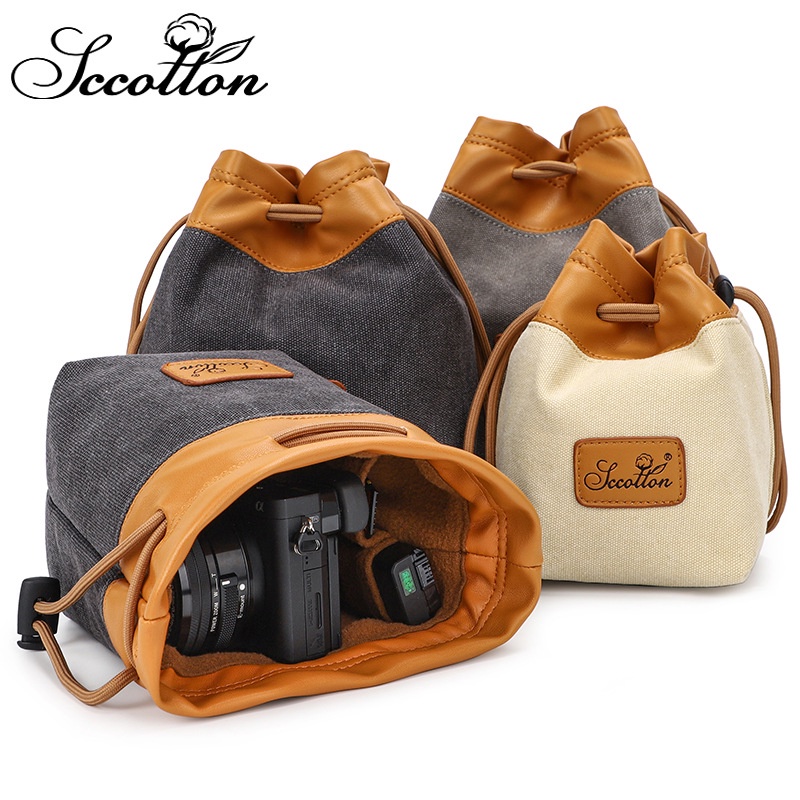 單眼帆布相機袋斜挎肩相機包收納攝影防水潑微單數位內袋鏡頭袋