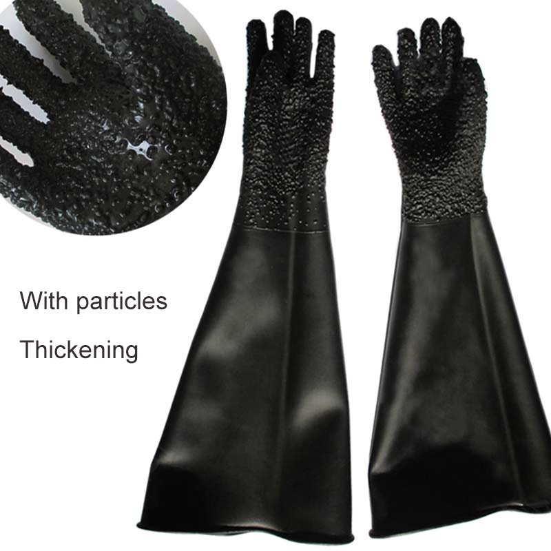 噴砂橡膠手套高壓長加厚顆粒耐磨手套噴砂耐酸鹼手套