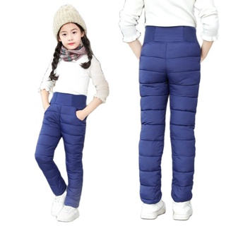 男孩女孩冬季高腰棉加厚保暖長褲兒童防水滑雪褲 2-12 歲