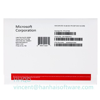 Windows 伺服器 2022/2019/2016/2012 R2 標準或資料中心 oem dvd 終身啟用金鑰