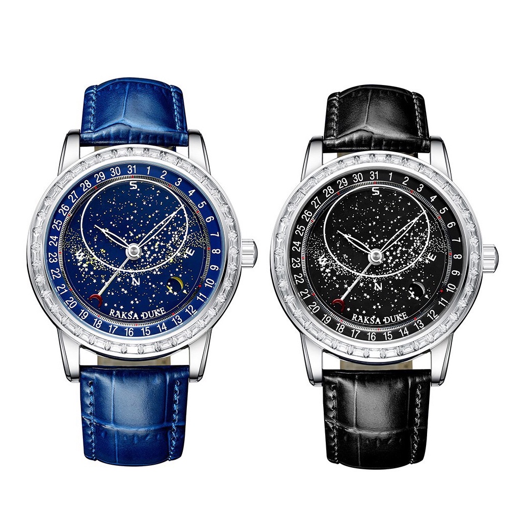 RAKSA DUKE 羅薩公爵 機械錶 皮錶帶 指針 錶盤移動 星空錶盤 商務錶 質感錶 氣質錶 特殊款 男錶 女錶