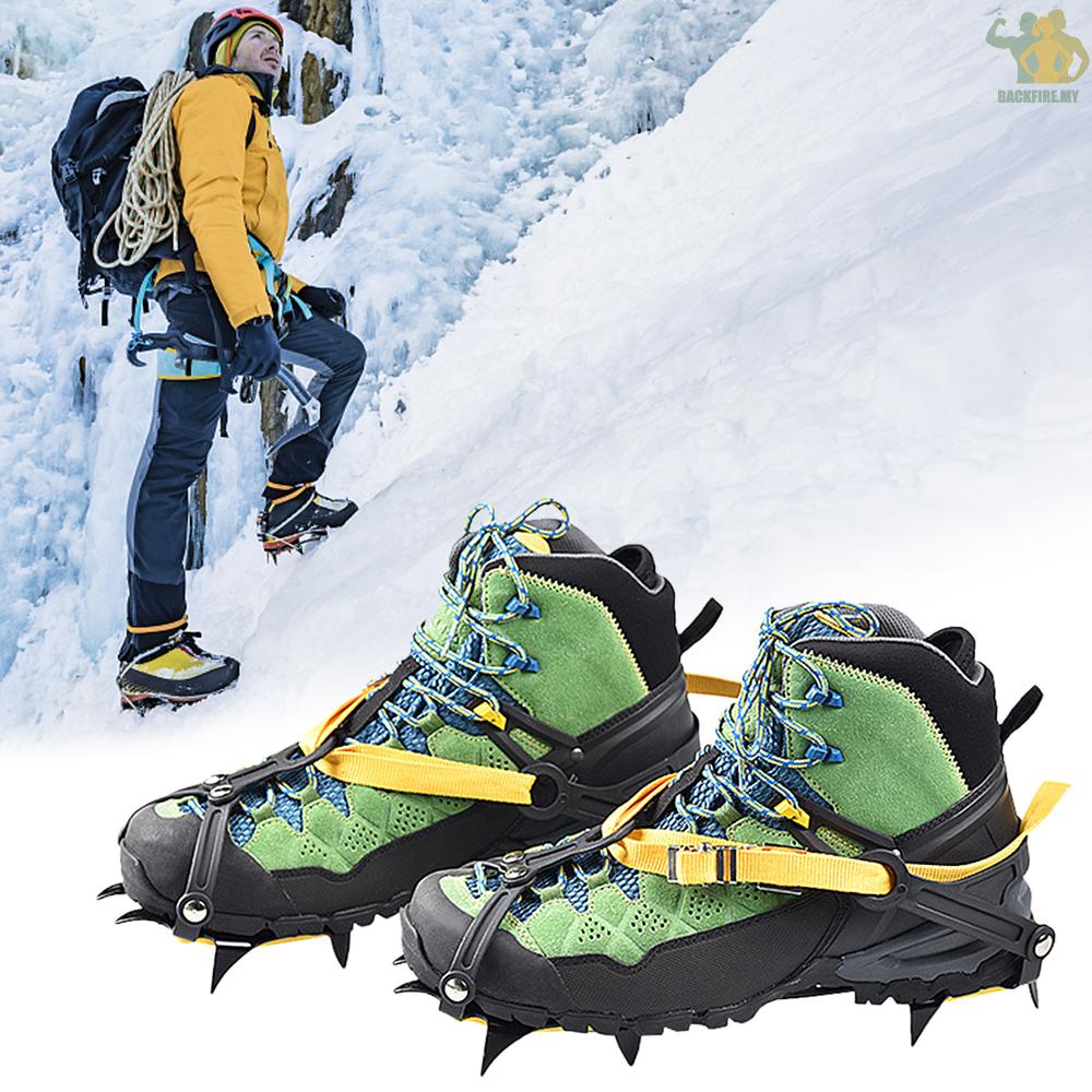 [2022 Bf NEW] 10 齒冰爪牽引夾板冬季雪地靴鞋套冰雪握把,適合遠足冰釣步行