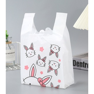 ♥現貨♥白色袋 兔兔袋 塑膠袋 手提袋 玩具袋 零食袋 PE材質提袋  禮品袋 包裝袋 環保袋 三角蛋糕袋