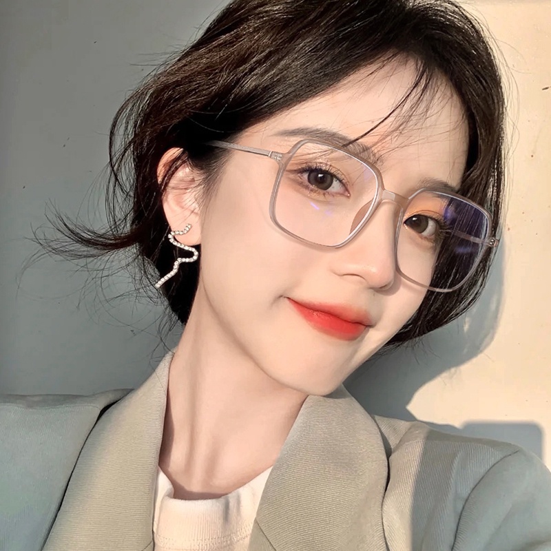韓系茶色方形眼鏡框鏡架女近視可配鏡片超輕TR90眼鏡大框大臉顯瘦