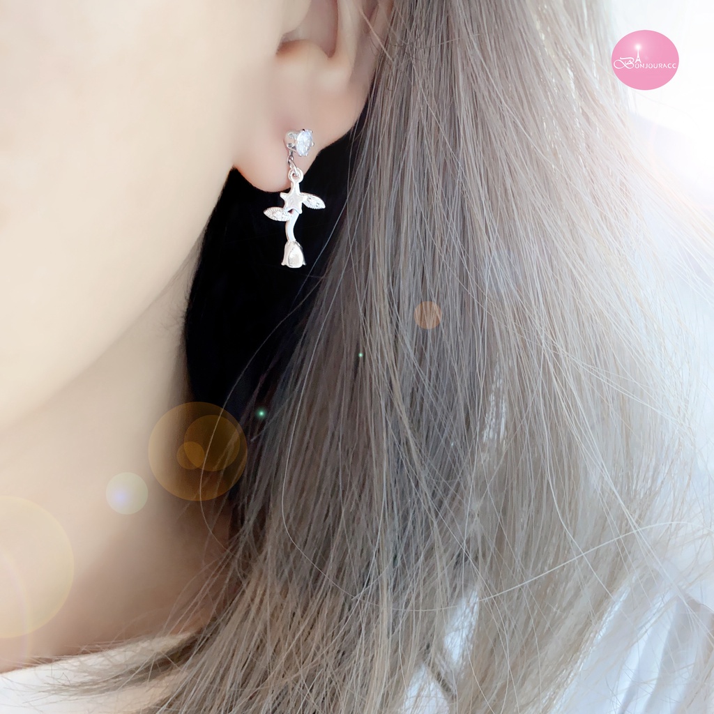 韓國 小玫瑰造型 耳環 夾式 針式 台灣現貨【Bonjouracc】