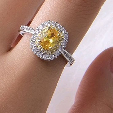 現貨 馬達加斯加 1克拉 黃水晶 黃寶石 香檳彩鑚 戒指 S925銀 戒指 可調式戒圍 不退色1745