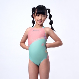 芭比游泳👣Marium女童競賽型泳裝22078-馬卡龍