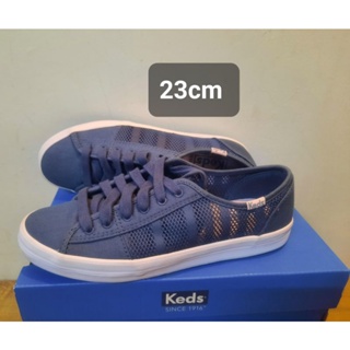 Keds KICKSTART 透氣網布綁帶休閒鞋-藍灰/粉色