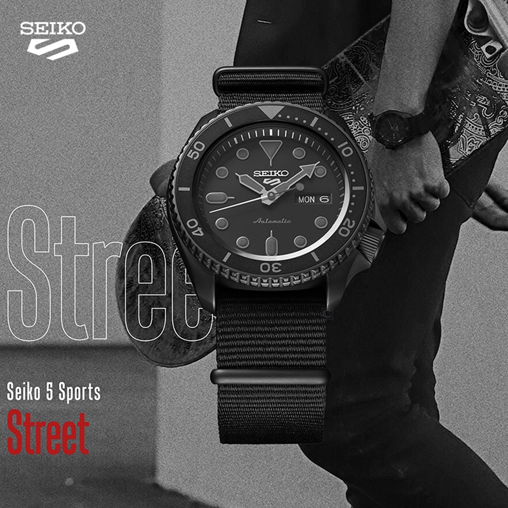SEIKO 精工 5 Sports 系列潮流機械錶 (4R36-07G0F/SRPD79K1)-黑帆布/42.5mm