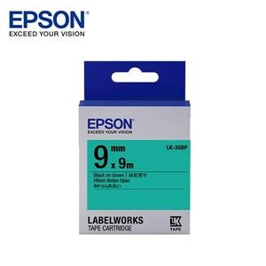 (聊聊享優惠) EPSON LK-3GBP C53S653405標籤帶(粉彩9mm )綠黑(台灣本島免運費)