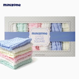 ✨臺灣現貨✨Minizone 嬰兒紗布口水巾 泡泡紗方巾 六層紗小方巾 吸水力強 嬰兒紗布巾 彌月禮盒 滿月禮