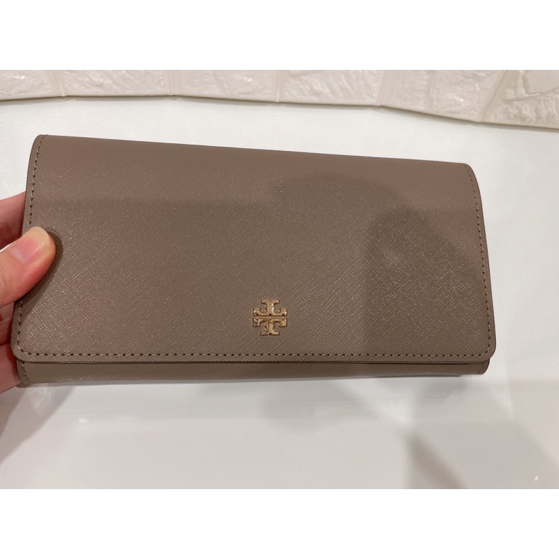 95新 TORY BURCH 大象灰防刮牛皮長夾