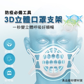 台灣出貨 平面口罩變立體 3D立體口罩支撐架 防悶透氣/可水洗/不沾口紅/避免口鼻接觸 耳掛式矽膠口罩支架