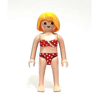 Playmobil 紅色點點比基尼女孩 5439 泳衣 摩比 泳裝 黃色短髮 夏日 游泳 絕版 海邊 海灘 戲水