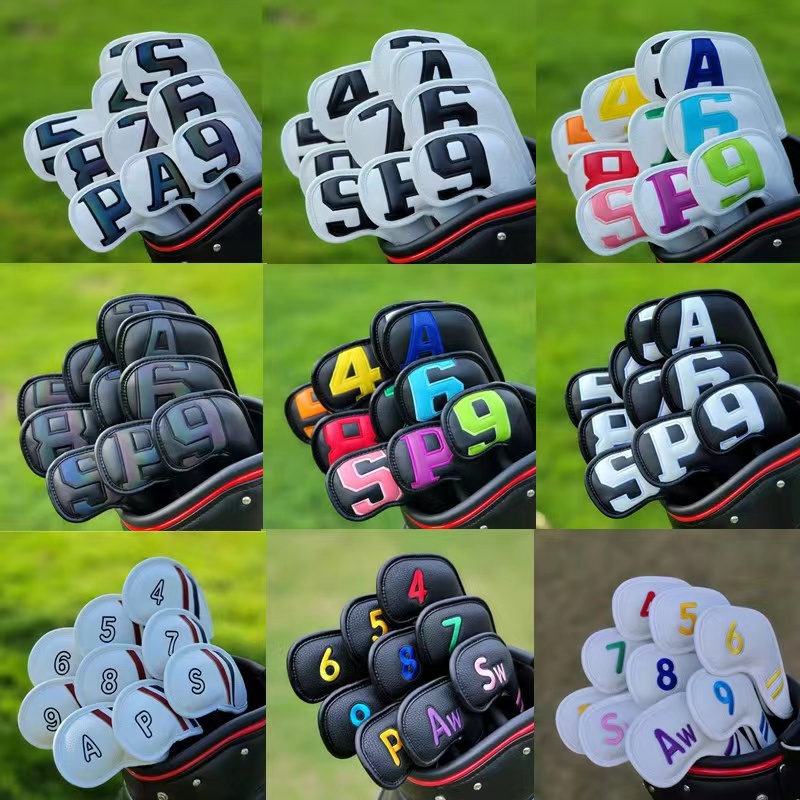 TCTU 【10個裝】彩色數字加長款 高爾夫球杆套 杆頭套 鐵桿組保護殼 球頭保護帽 磁鐵閉合#高爾夫球袋 高爾夫球 高